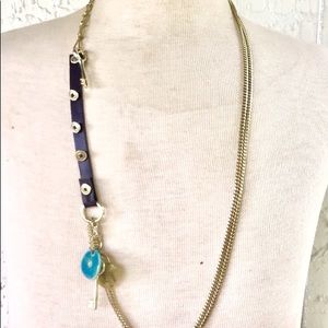 FOSSIL Key Gold Leather NECKLACE